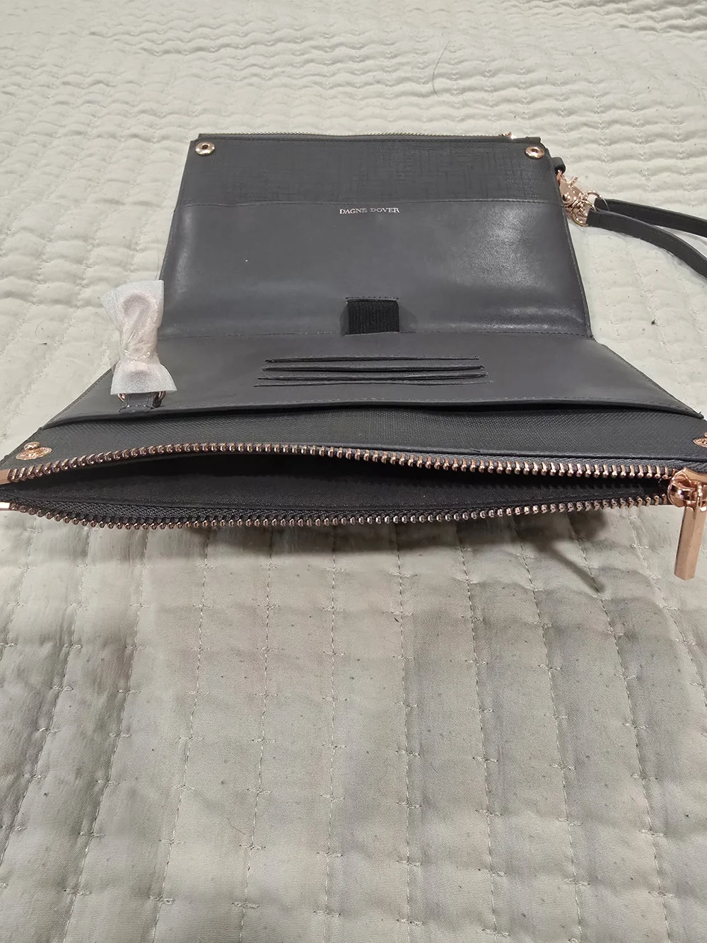 DAGNE DOVER Wristlet Clutch - Gray with Rose Gold Hardware